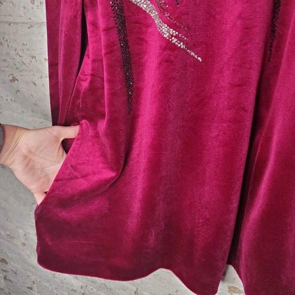 VINTAGE Lisanne 60s 70a Mini Velour Dress Wine Burgandy - Picture 9 of 16